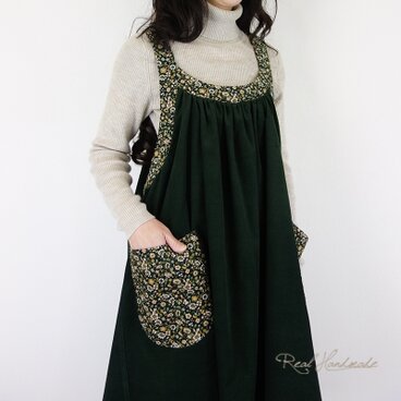 [予約販売] コーデュロイモスヨーク切替キャミワンピース**重ね着　ゆったり　楽チン