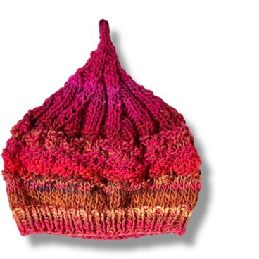 １点限定！　新作2026どんぐりニット帽子　野呂英作毛糸使用　ピンクレッドグラデーション　誕生日ギフト・プチギフト