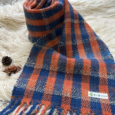藍・アカネ染め手織りマフラー