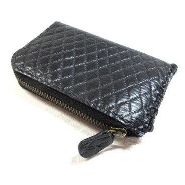 SALE開始～  《牛革》スリムタイプ・Ｌ字ファスナー・コインケース・型押しダイヤモンドステッチ・0015