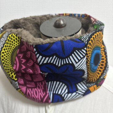 ✳︎ハンドメイド✳︎ふわふわネックウォーマーアフリカン生地パッチワークファＦ広幅