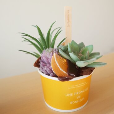 多肉植物のある風景 Ice Cream Arrangement ★フェイクグリーン★orange