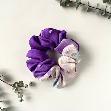 菖蒲色2点セット　（シュシュ、バレッタ）