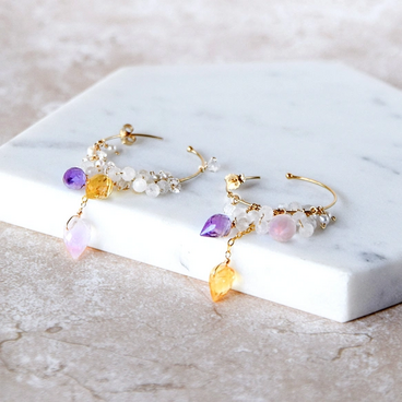 花祭り ― 春の香り フラワーバッド フープピアス14kgf