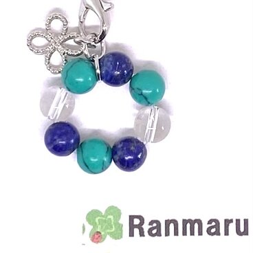 ラピスラズリ/ターコイズ/パワーストーン/天然石/花/可愛い/ストラップ/キーホルダー⭐️