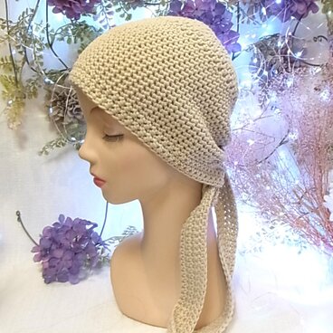 ニット帽 ケア帽子 医療用帽子 コットン ベージュ