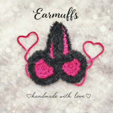 イヤーマフ ハート型 ピンク×ブラック