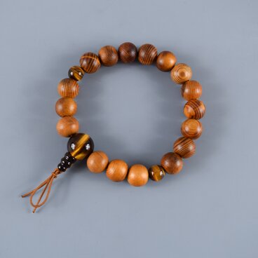 13mm  屋久杉  茶虎眼石  腕輪　ウッド　木玉　ブレスレット　ギフト　贈り物　念珠　数珠　木製  UDA130-brown