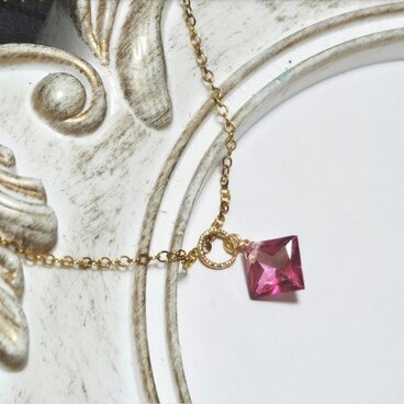 ピンクトパーズ ダイヤ 1粒 ネックレス ✩.*˚天然石