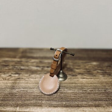 栃木レザーAirTagケース◆ナチュラル　コインケース　キーホルダー　小物入れ　バックチャーム　小銭入れ　エアタグケース