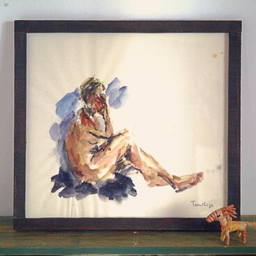 パリでの裸婦水彩画