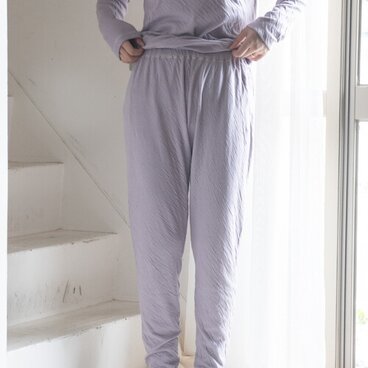 ラベンダー染め　とろける肌触りエアニット　パンツ【オーガニックコットン100%】