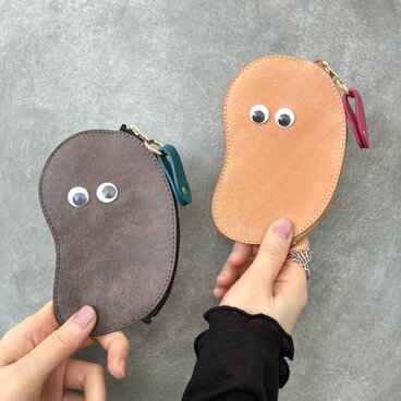 ◆可愛いが止まらない!!上質お豆の薄型財布◆ メンズ　レディース　本革　本皮　コンパクト　ギフト　プレゼント　ペア　ミニ財布