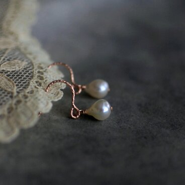 あこや真珠　ひと粒ピアス（ピンク14kgf）