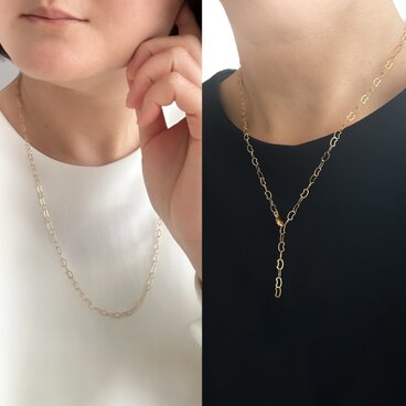 まいにち猫パレード！✧ 50cm / 60cm｜Y字も1連も楽しめる 猫チェーンネックレス・14kgf