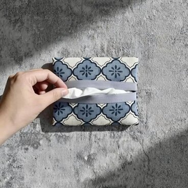 ちょっと差がつく/ポケットティッシュケース/北欧・モロッカン/生成り・ブルー/ワンコイン/プチギフト/ポケットティッシュケース
