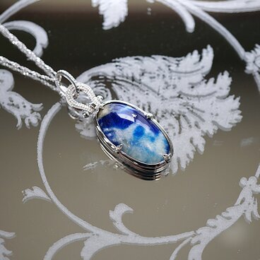 SV　青空の輝き　オーバルカボション　アフガナイト　ペンダント＜ヘッドのみ＞