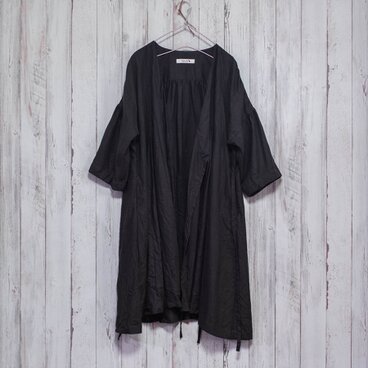 リネンカシュクールワンピース　紫黒色