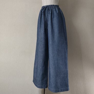 【SALE 30%OFF】ブルーシャンブレー　ワイドパンツ