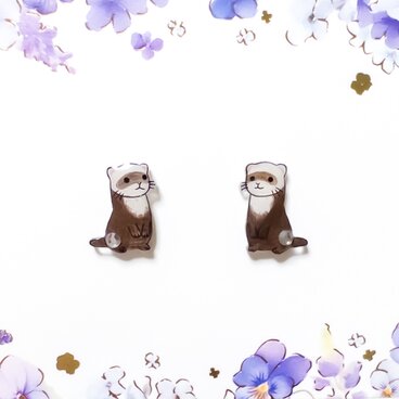 ～小さなピアスシリーズ～フェレットのピアス/ノンホールピアス(樹脂イヤリング)