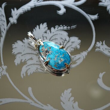 SV×K18YG　ペルシャン　ターコイズ　ペンダント＜ヘッドのみ＞