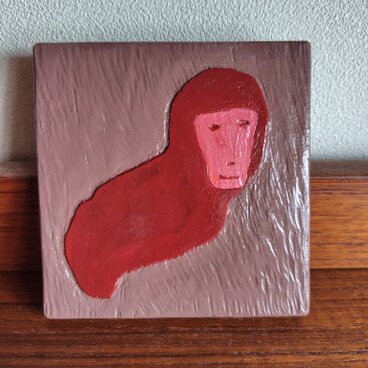 木彫レリーフ　埴輪猿