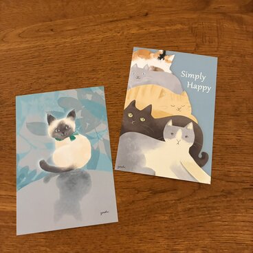 猫ちゃんイラスト　ポストカード　２枚セット