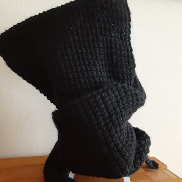 アフガン編みのフードスカーフ