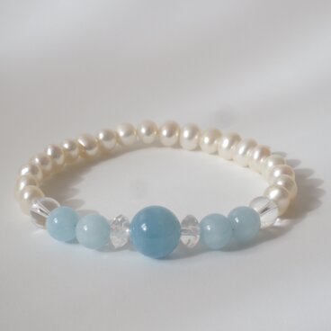 アクアマリン＆淡水パール　ブレスレット