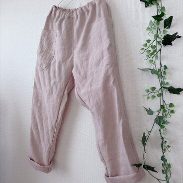 リネンポッケ付きリラックスパンツ