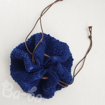 ばあば、鹿の子編みのころりんknit巾着（bleue point de riz・KPO7)