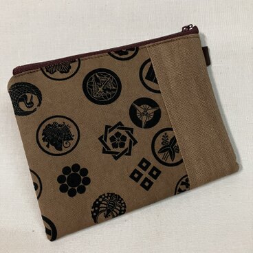 柿渋染め　ぺたんこポーチ　26A7