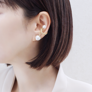 【大粒】コットンパールイヤーカフ「room」　大ぶりコットンパール　卒入学