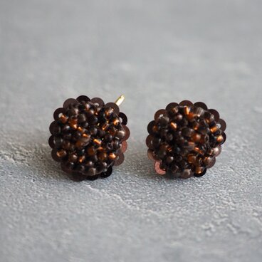 round粒々プチフリル（ブラウン）ピアス/イヤリング【受注】