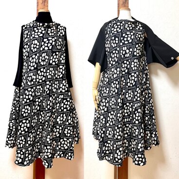 絞りのアンサンブルワンピース　着物リメイク