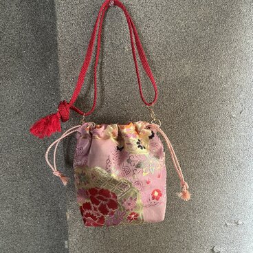 苺大福　帯リメイクショルダーバッグ