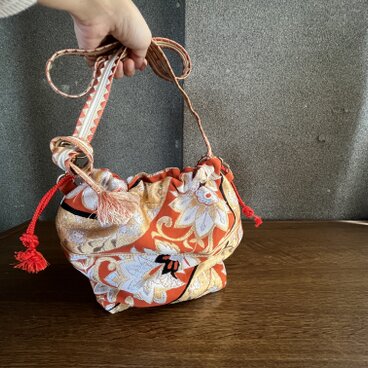 はいからどら焼き　帯リメイクショルダーバッグ