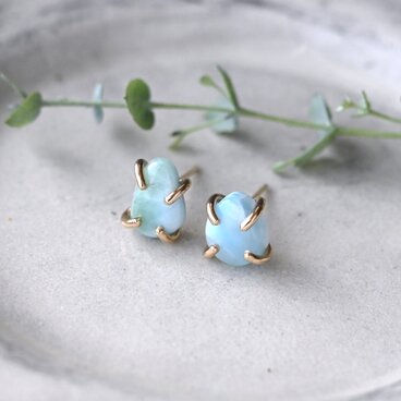 ラリマーの14kgfスタッドピアス（両耳・ペア）　