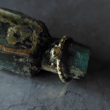 イエロージルコン真鍮リング#14