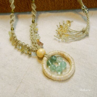 精麻リングのペンダント［68］グリーンフローライト