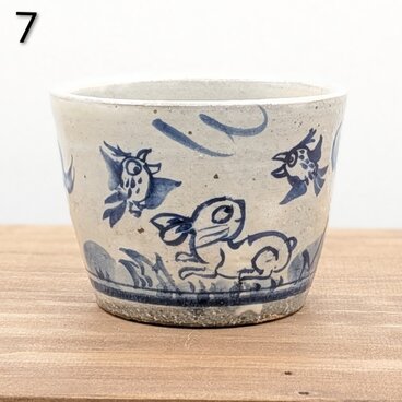 富士と兎の蕎麦猪口a