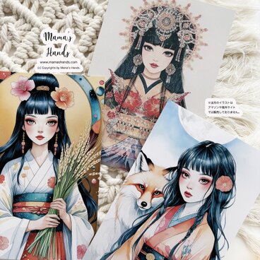 《ポストカード 3枚》☘️豊受大神｜木花咲耶姫｜ウカノミタマ 美しい 女神 ハガキ  セット