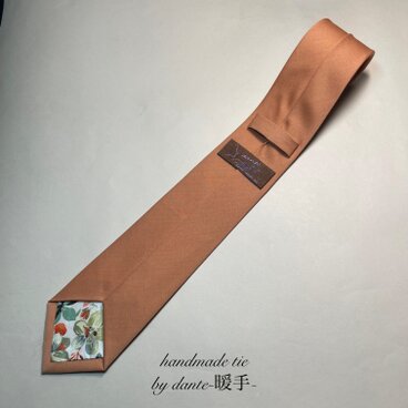 【受注製作】オレンジ　花柄　フラワー　イタリア　ネクタイ　プレゼント　ギフト　　【別途】名入れ　イニシャル
