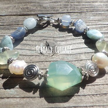 Grand Blue Horizon Bracelet カルセドニーの海の地平線ブレスレット