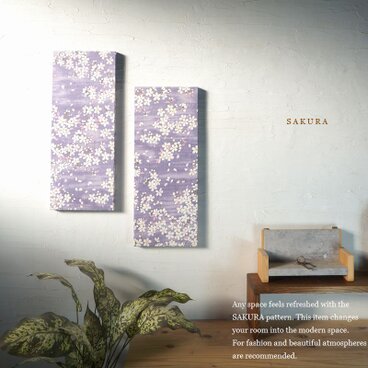 2枚セット ファブリックパネル 桜 SAKURA 淡い紫 寝室 オブジェ 壁掛け アートパネル 日本製