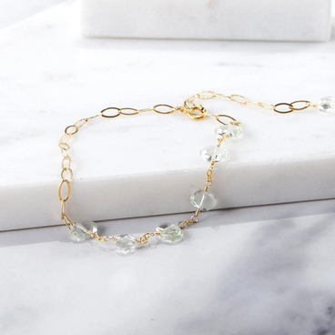 プラジオライト ファセット・ロンデル ステーションブレスレット　