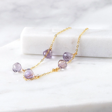 ころん、きゅん。 ― ピンクアメジスト オニオンカット ステーションブレスレット14kgf
