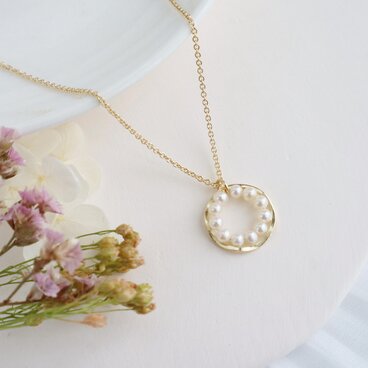 淡水パール ダブルサークルネックレス