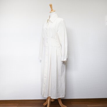 【完全一点物】ウエストリボンワンピース（ホワイト総レース）