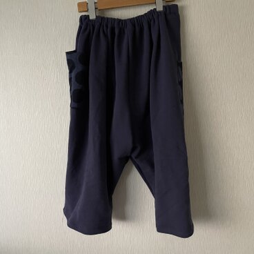 裏毛パイル　バレルパンツ　紺×紺青Ｆ